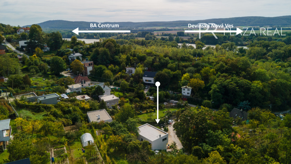 Devín, predaj RD na kľúč, novostavba, 9 árový pozemok, Dolnokorunská ulica