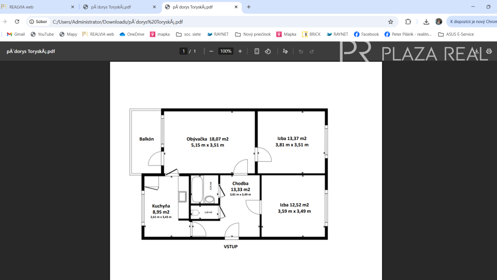 REZERVOVANÉ. Predaj 3-izbový slnečný byt s loggiou, 3. poschodie, 70 m2, Toryská ul.č.9, Bratislava-Vrakuňa