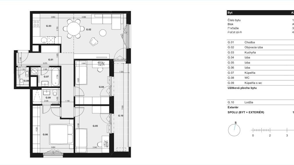 4 izbový byt v BORY Na Hrádzi, šarmantný, vzdušný, pivnica a garážové státie