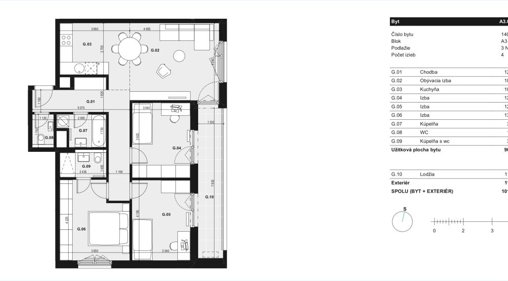 4 izbový byt v BORY Na Hrádzi, šarmantný, vzdušný, pivnica a garážové státie